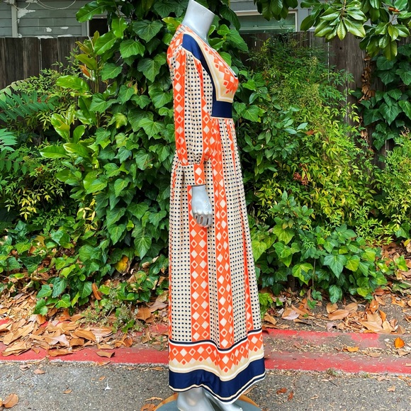 1970s Jane Martin Geometric Peasant Style Maxi Dress - Picture 3 of 7